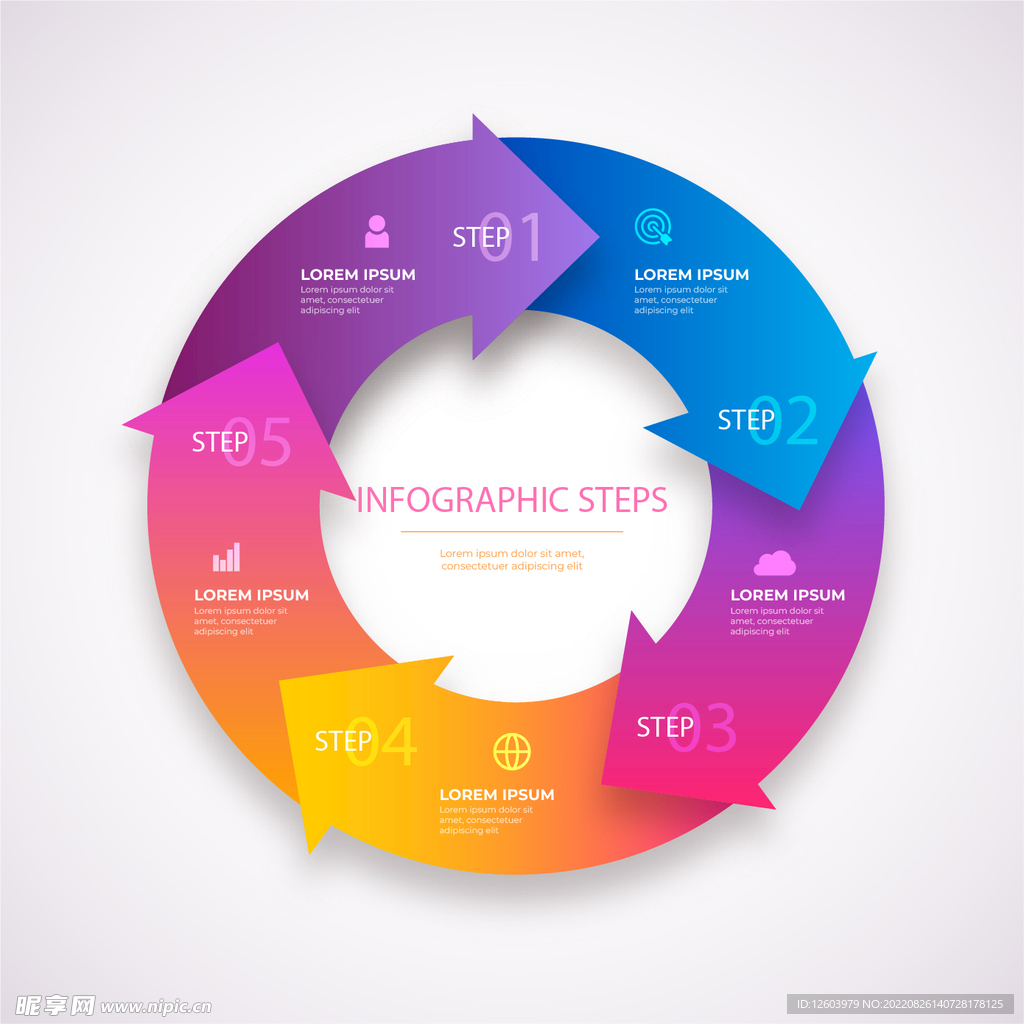 圆形信息图表模板渐变样式