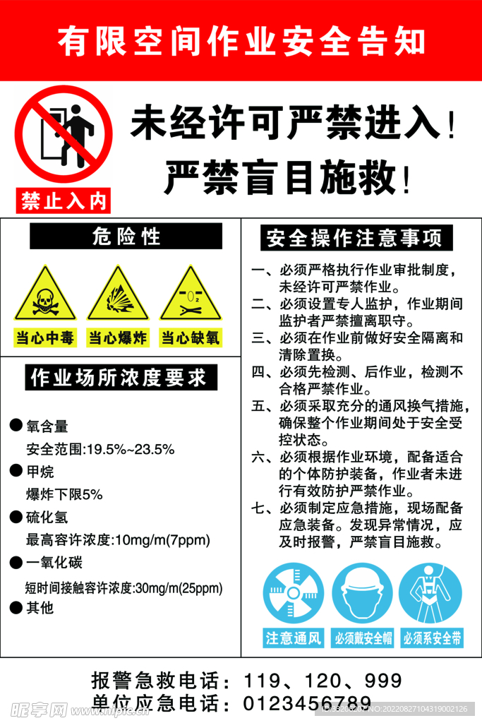 有限空间作业安全告知牌