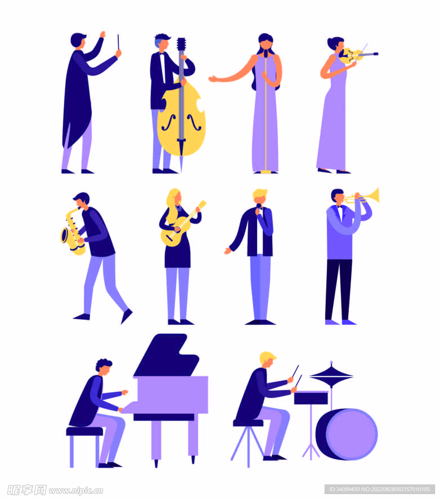 ai矢量乐队人物素材
