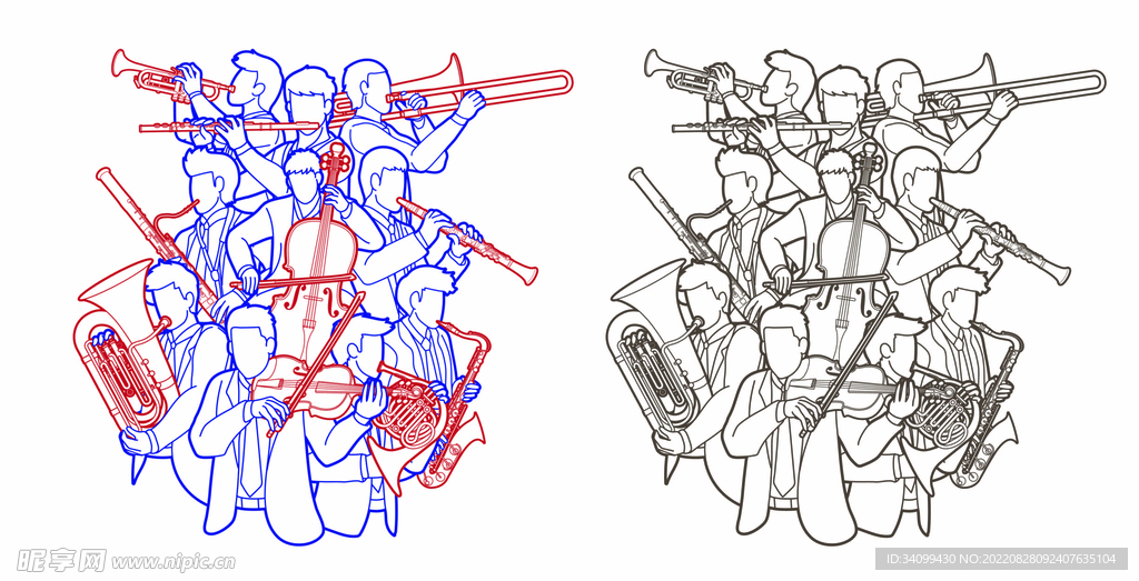 ai矢量音乐人物元素