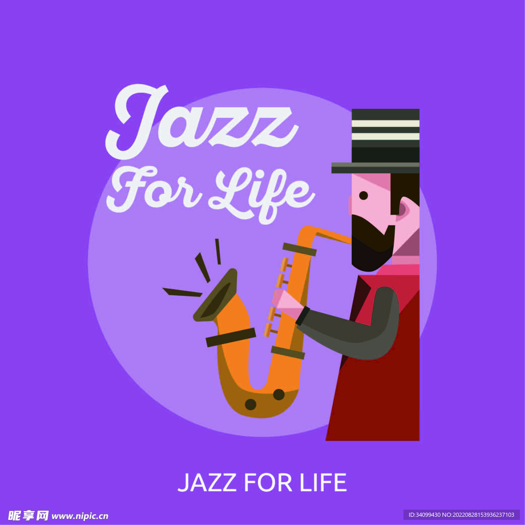 ai矢量扁平风萨克斯背景