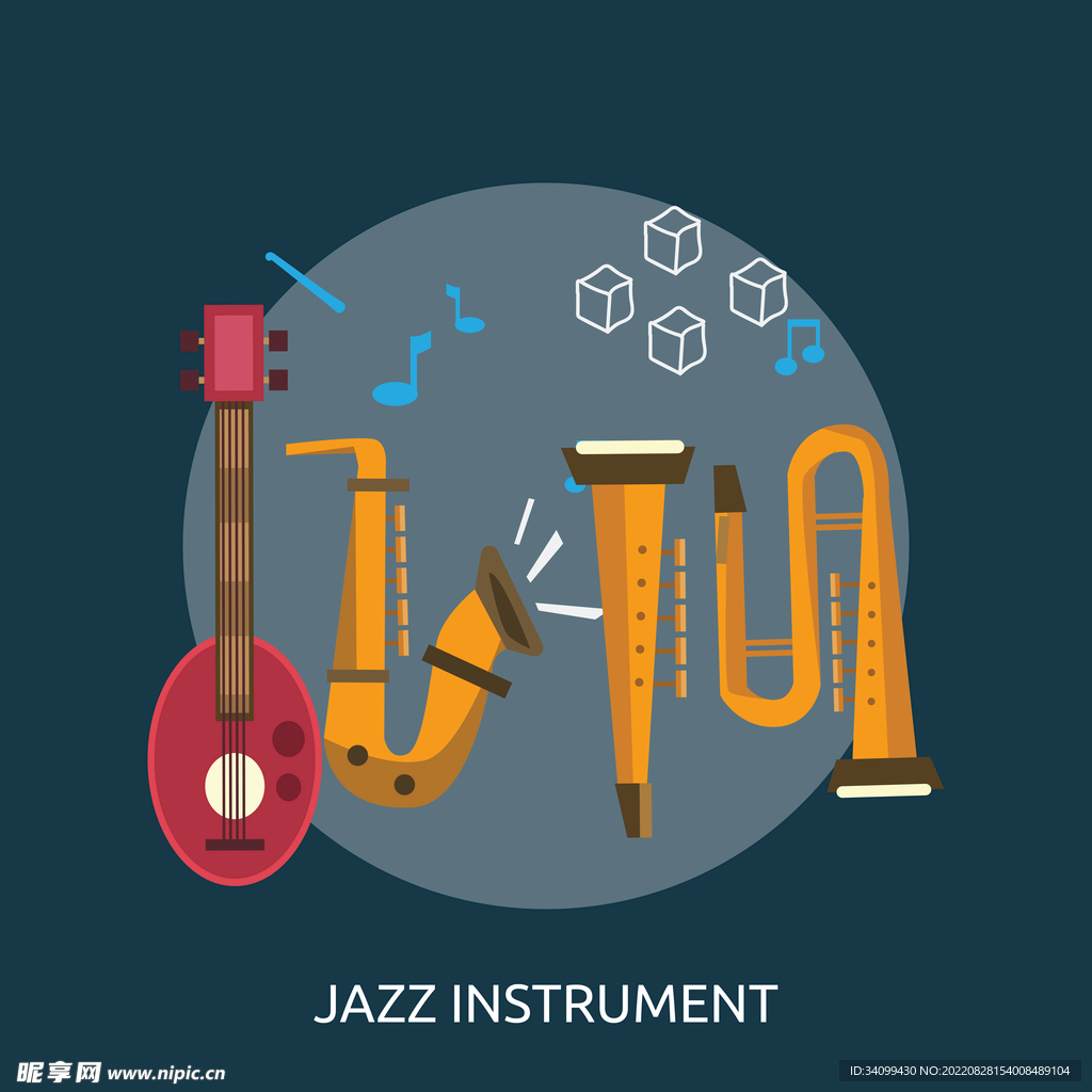 ai矢量手绘爵士乐元素