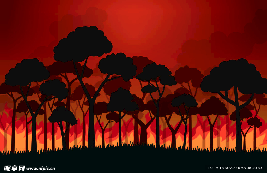 ai矢量红色森林防护