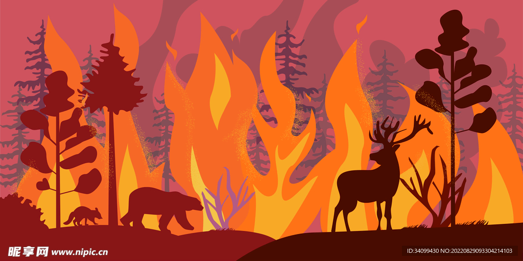 ai矢量森林防火背景