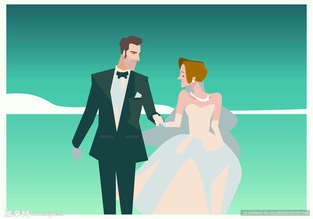 ai矢量户外婚礼人物