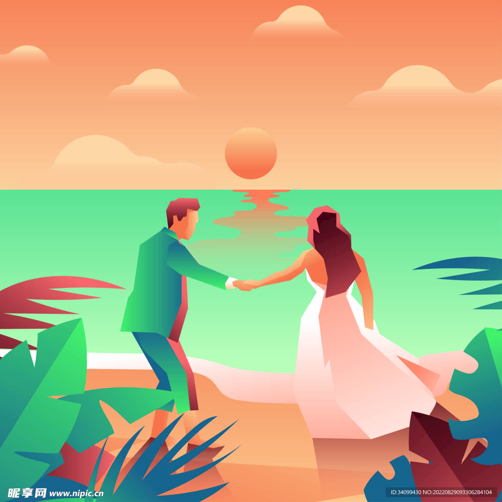 ai矢量户外婚礼背景