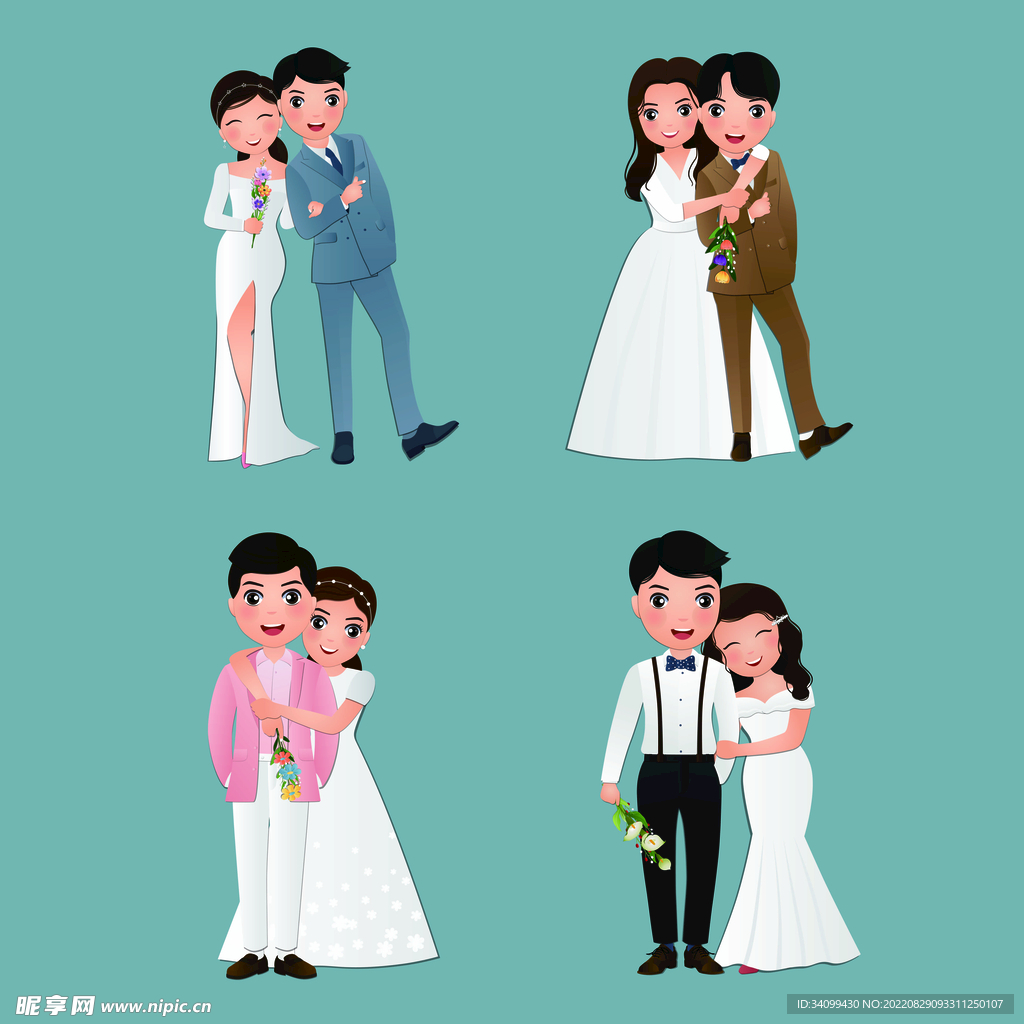 ai矢量婚礼人物动作