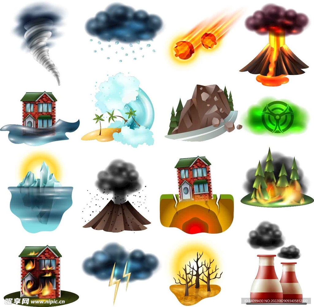 ai矢量自然灾害插画