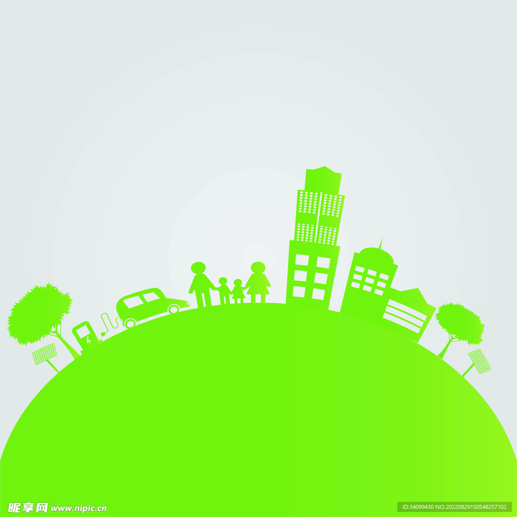 ai矢量绿色环保剪影