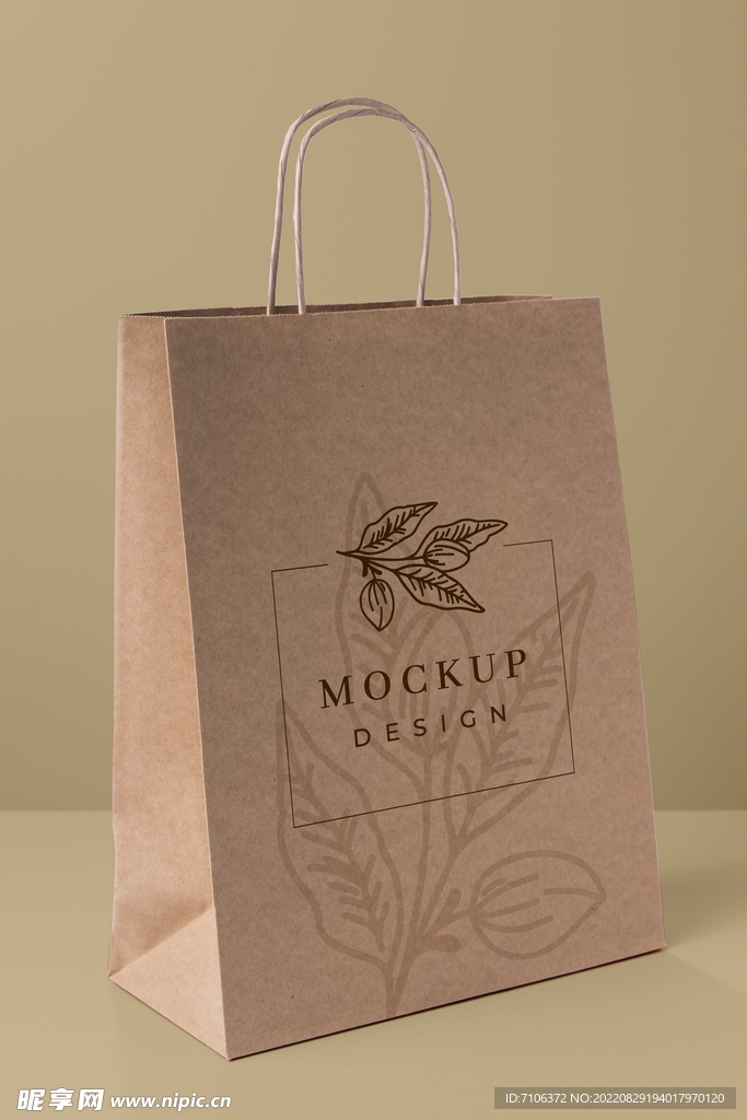时尚牛皮纸包装袋样机效果图图片