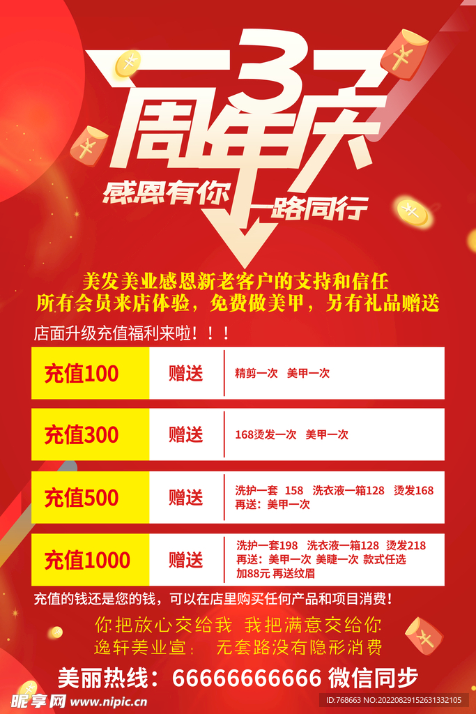 美发 美业周年庆活动海报