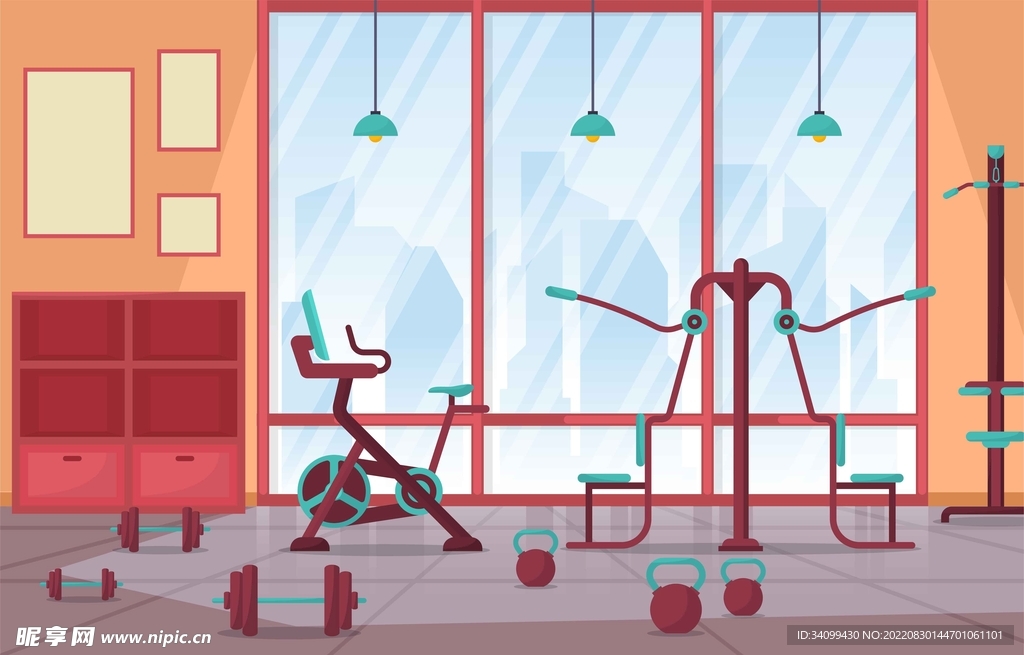 ai矢量健身房插画背景