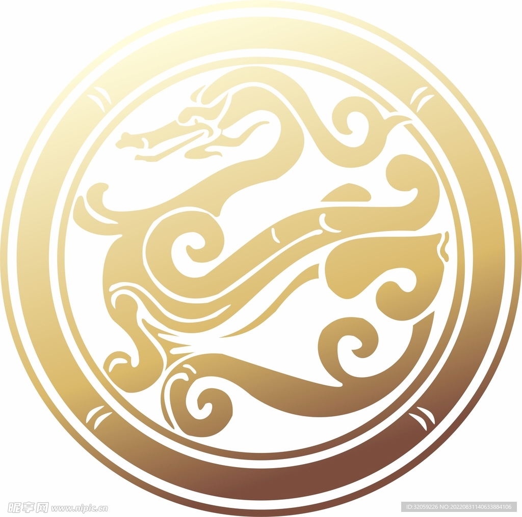 古代龙形金色渐变logo