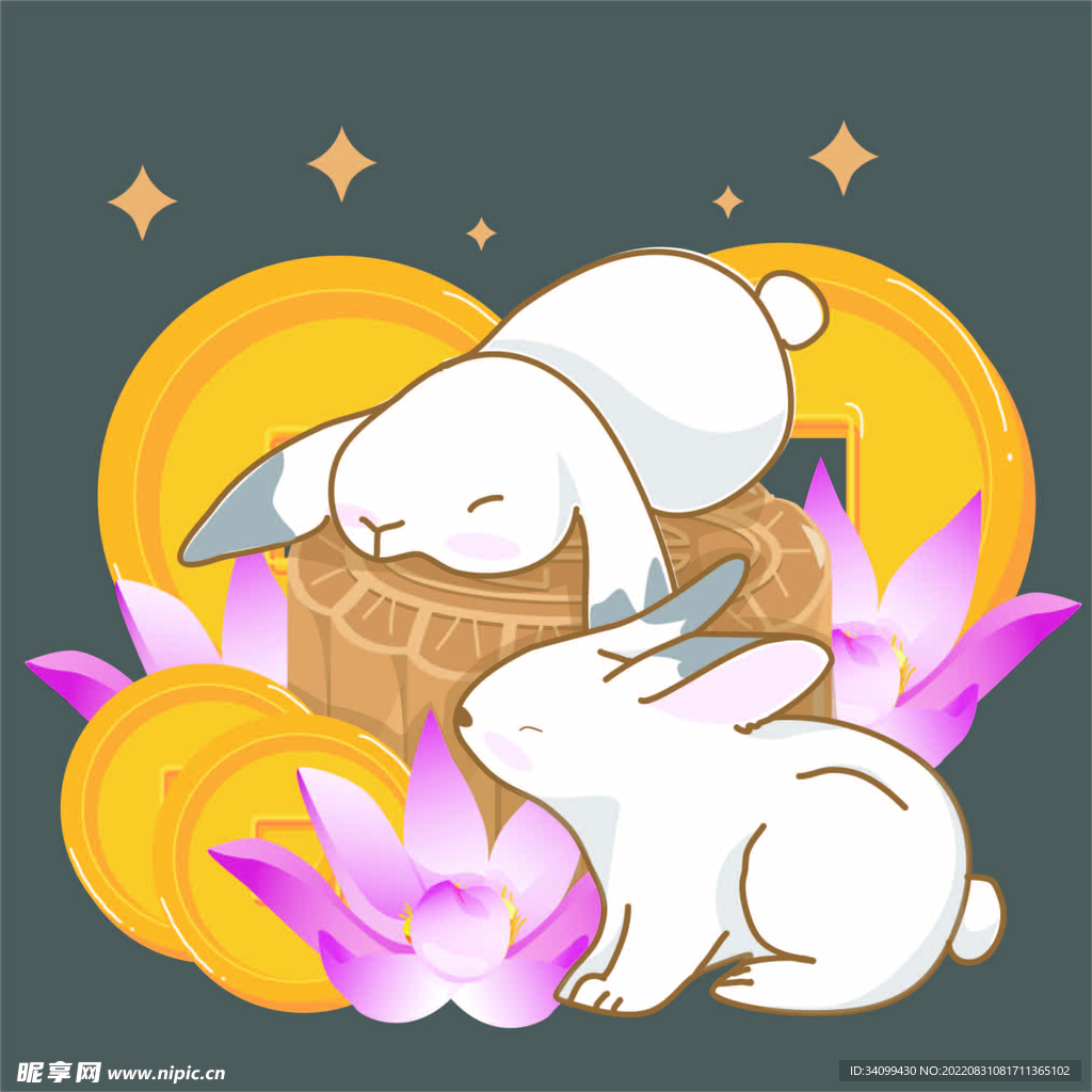 ai矢量中秋玉兔月饼