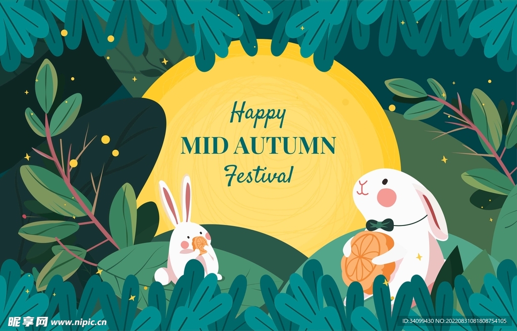 ai矢量扁平风中秋背景