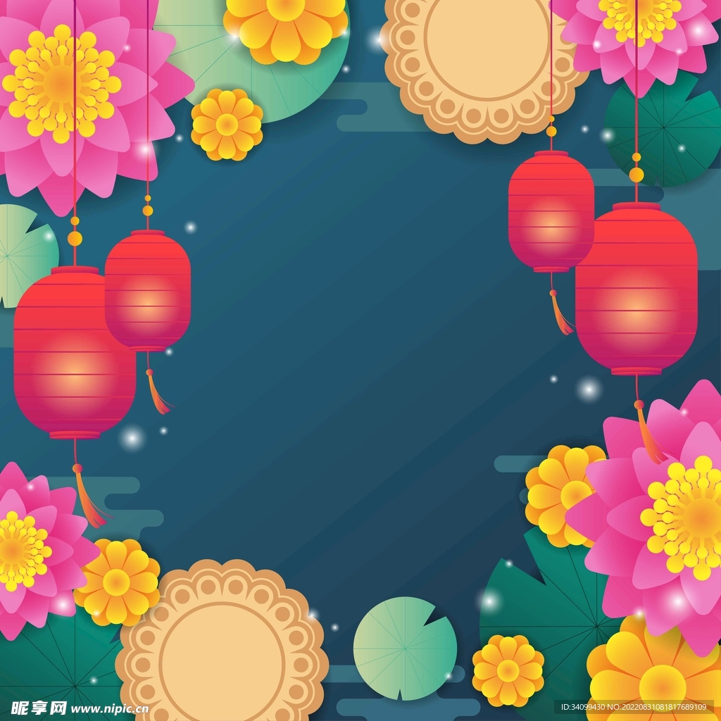 ai矢量方形中秋背景