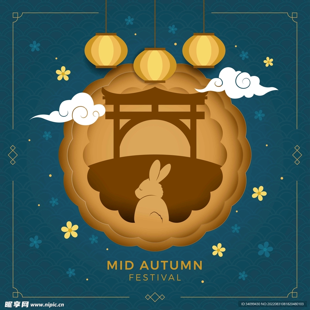 ai矢量方形中秋背景