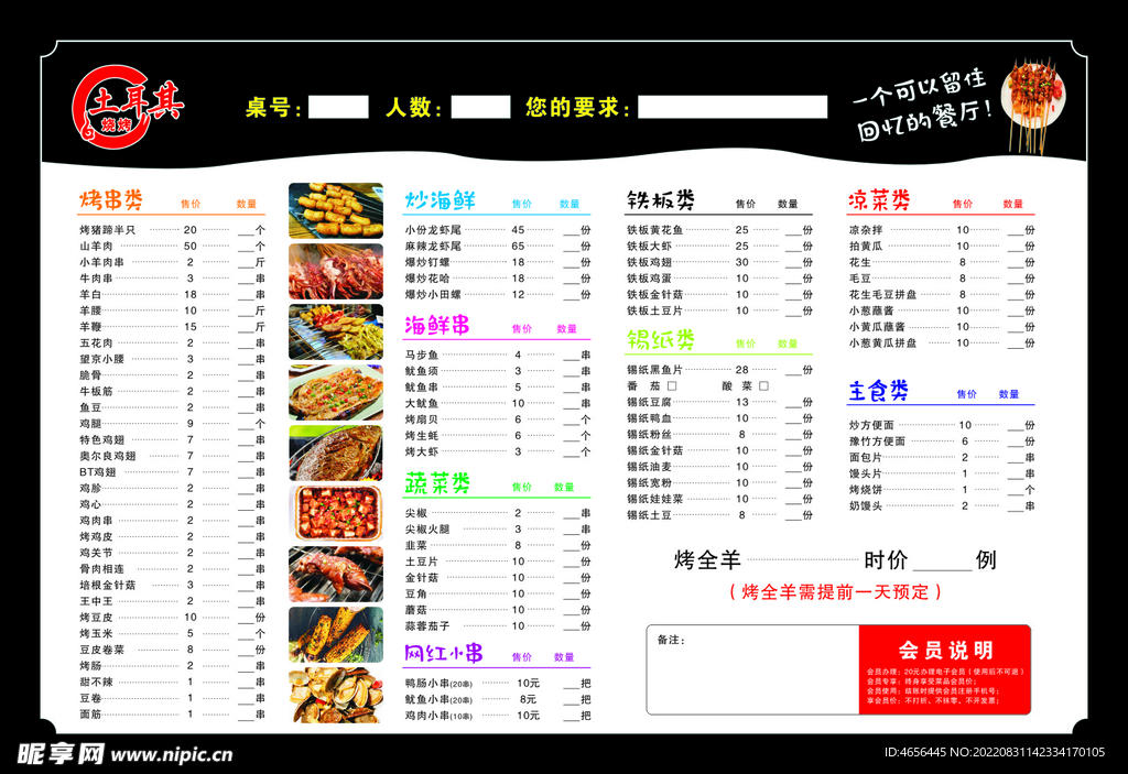 烧烤菜单