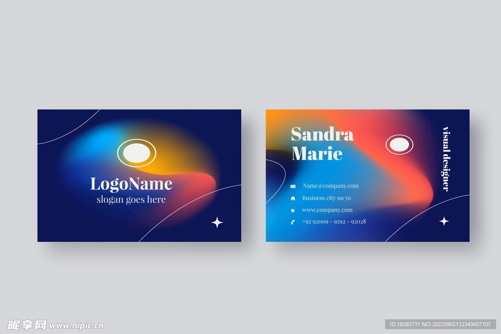 渐变蓝红黄企业名片