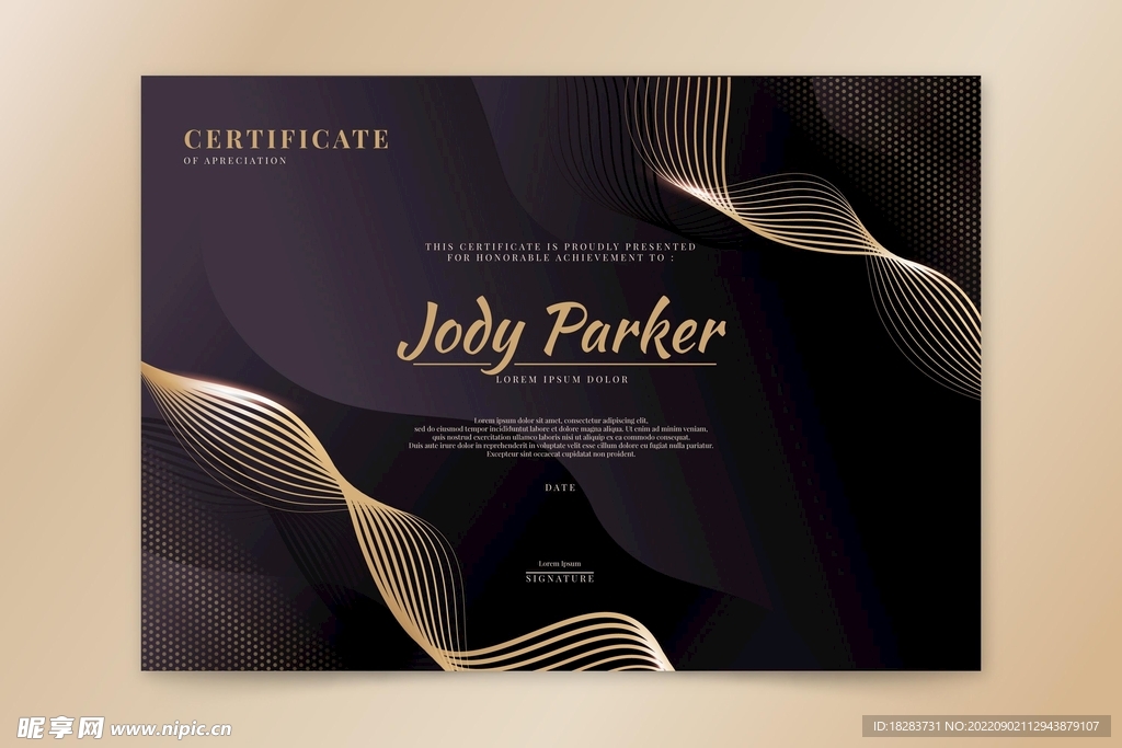 时尚曲线金箔线条名片