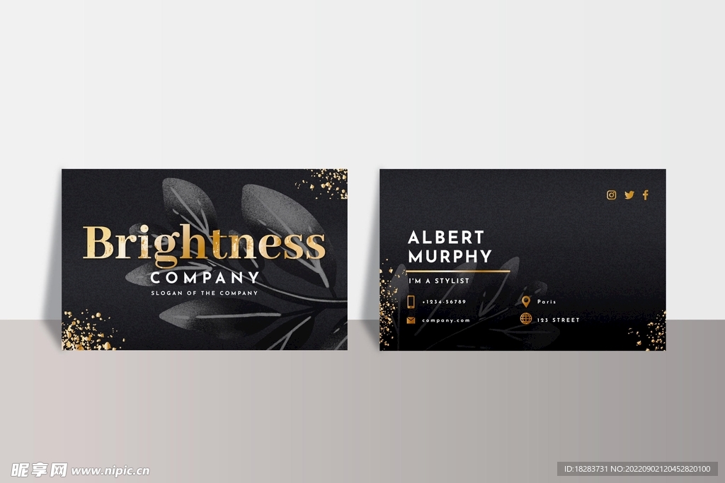 欧美金色花纹企业名片素材