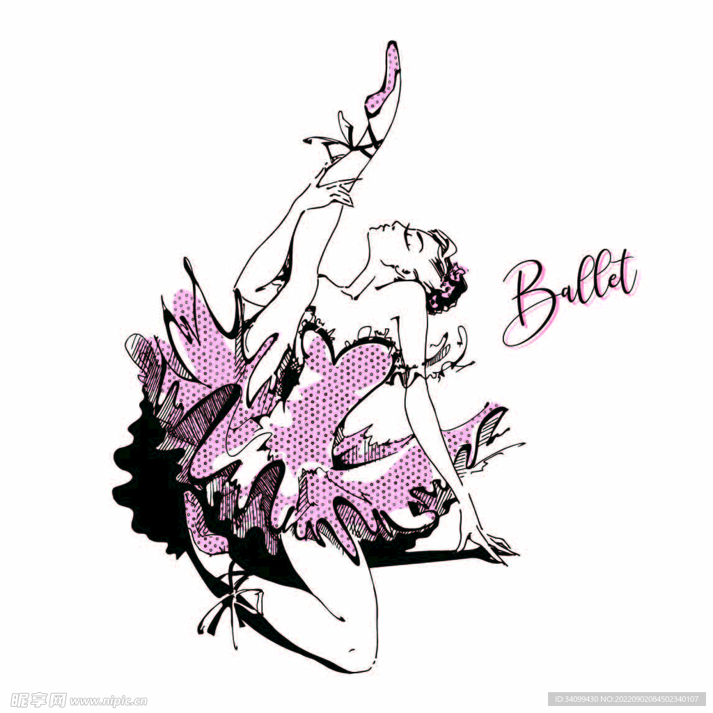 ai矢量手绘芭蕾舞演员