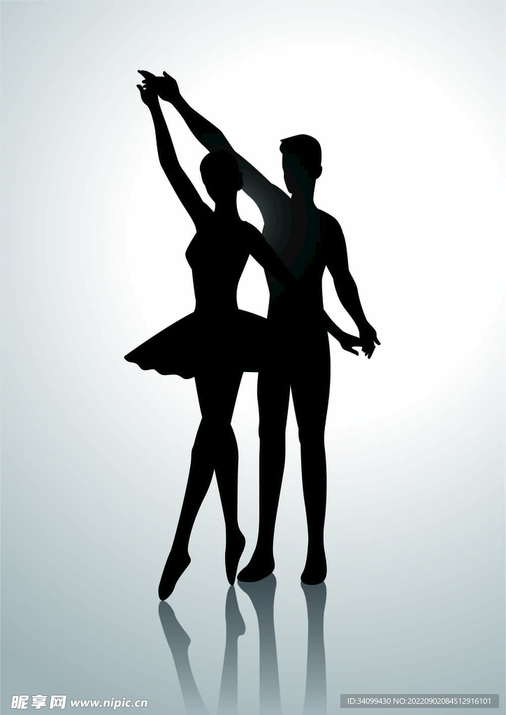 ai矢量双人舞蹈剪影