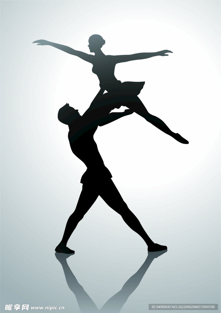 ai矢量双人芭蕾舞剪影