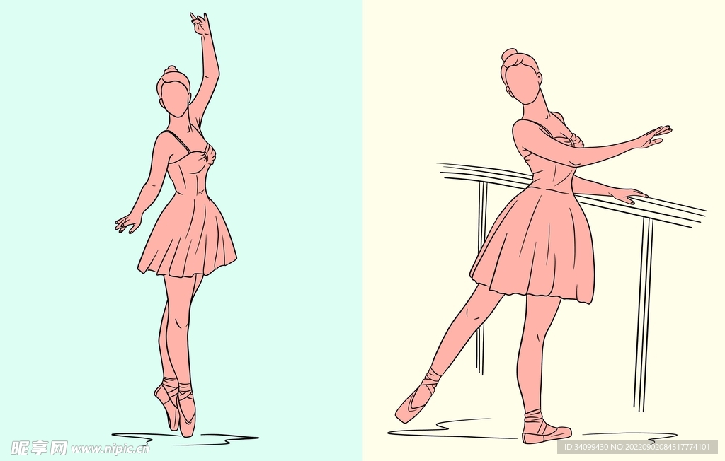ai矢量芭蕾舞蹈人物