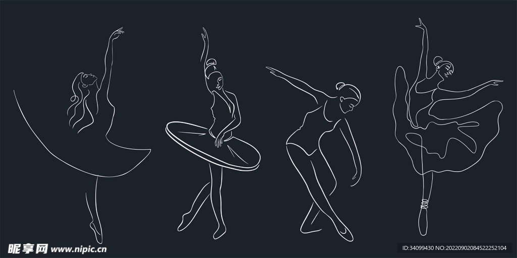 ai矢量芭蕾舞蹈线稿
