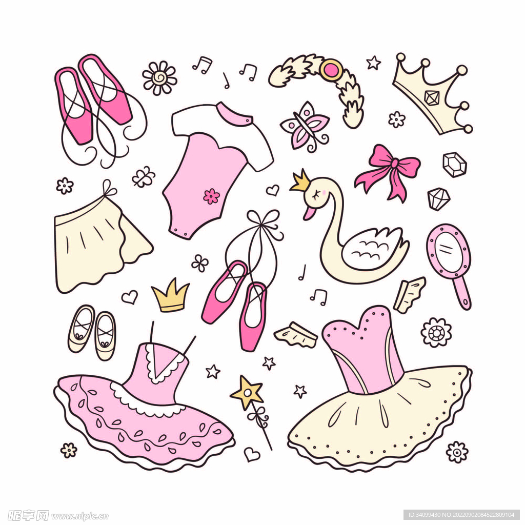 ai矢量卡通芭蕾舞素材