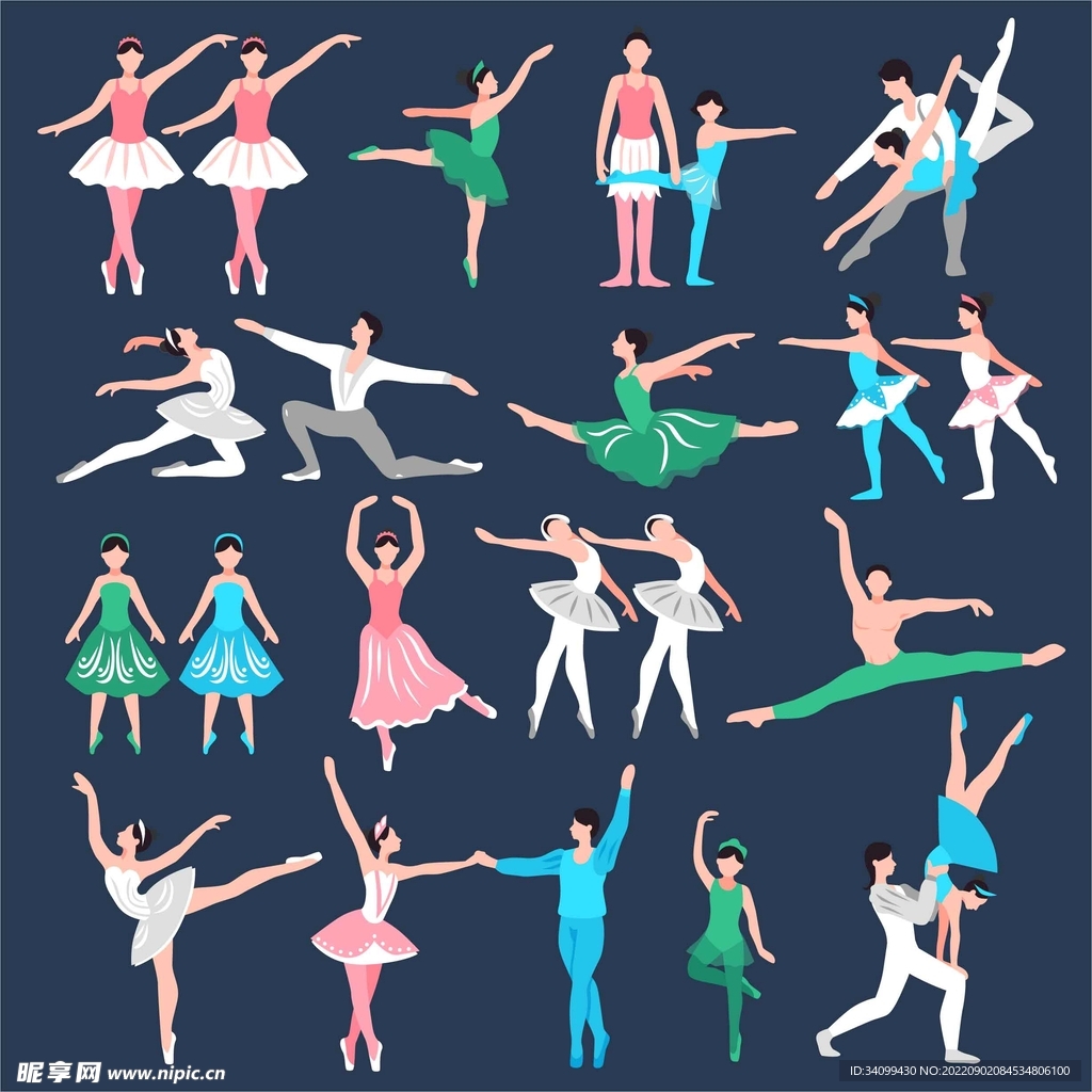 ai矢量芭蕾舞动作合集