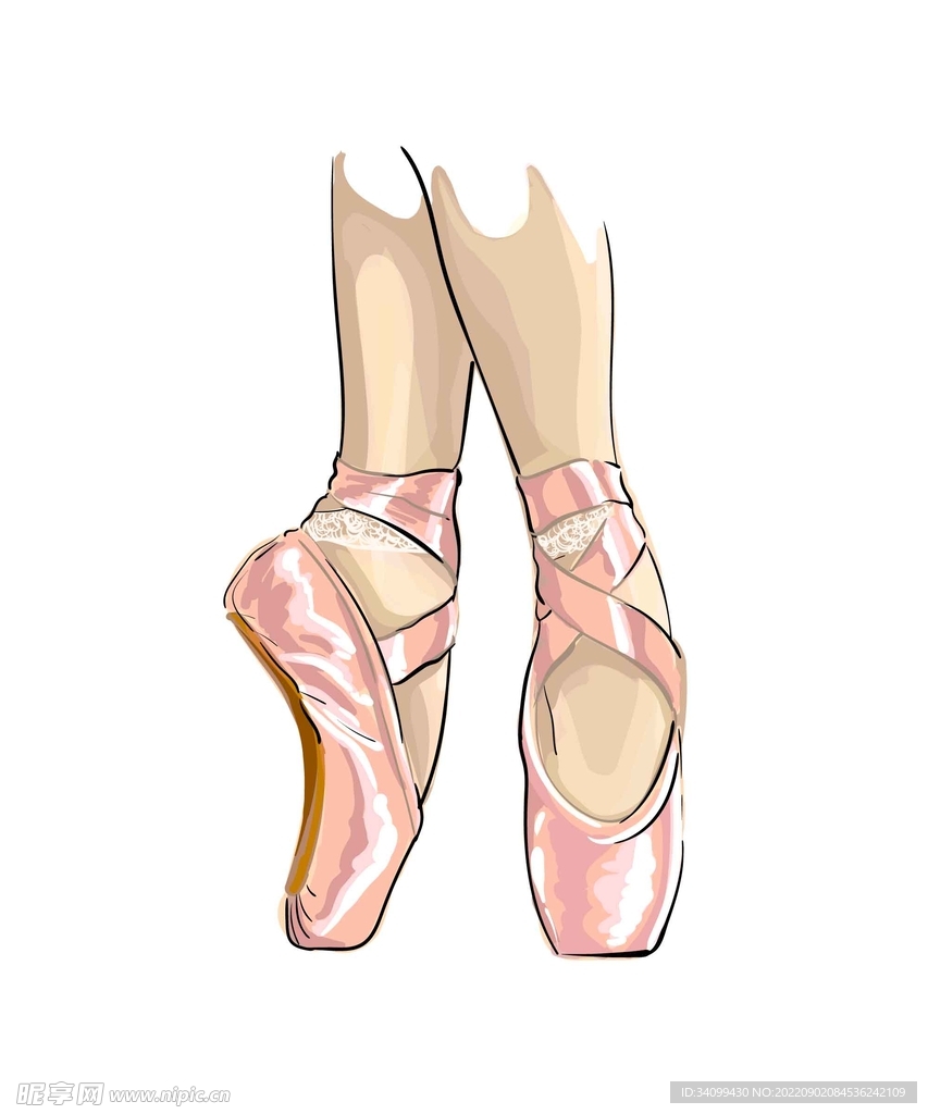 ai矢量手绘芭蕾舞鞋