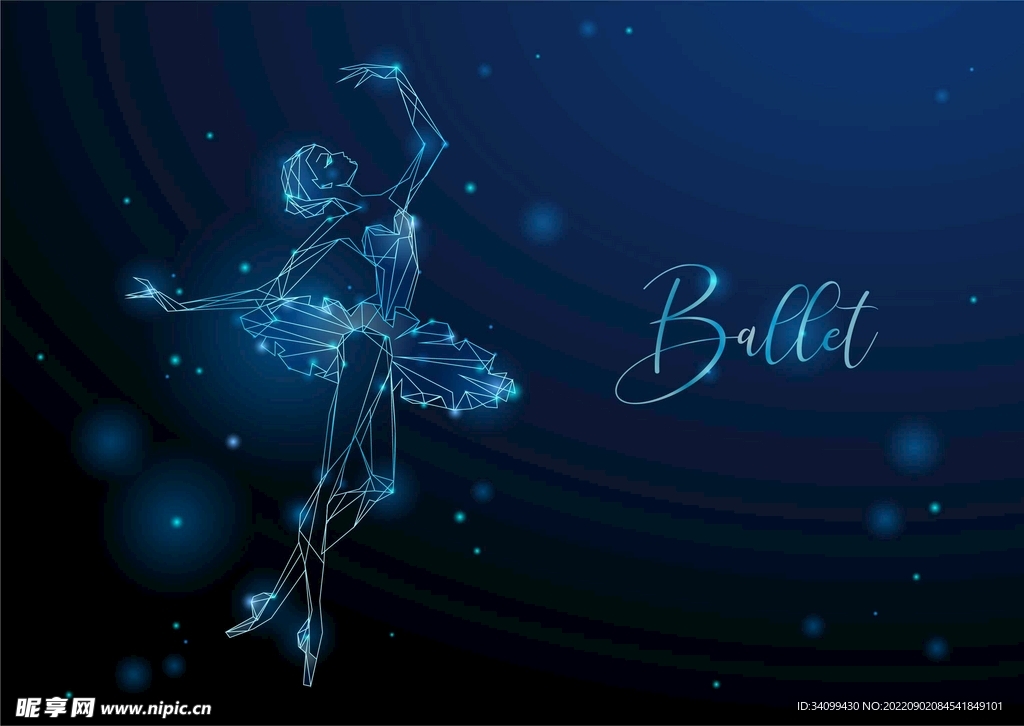 ai矢量唯美芭蕾舞女孩