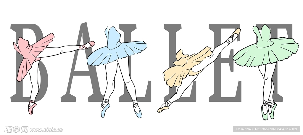 ai矢量创意芭蕾舞标题