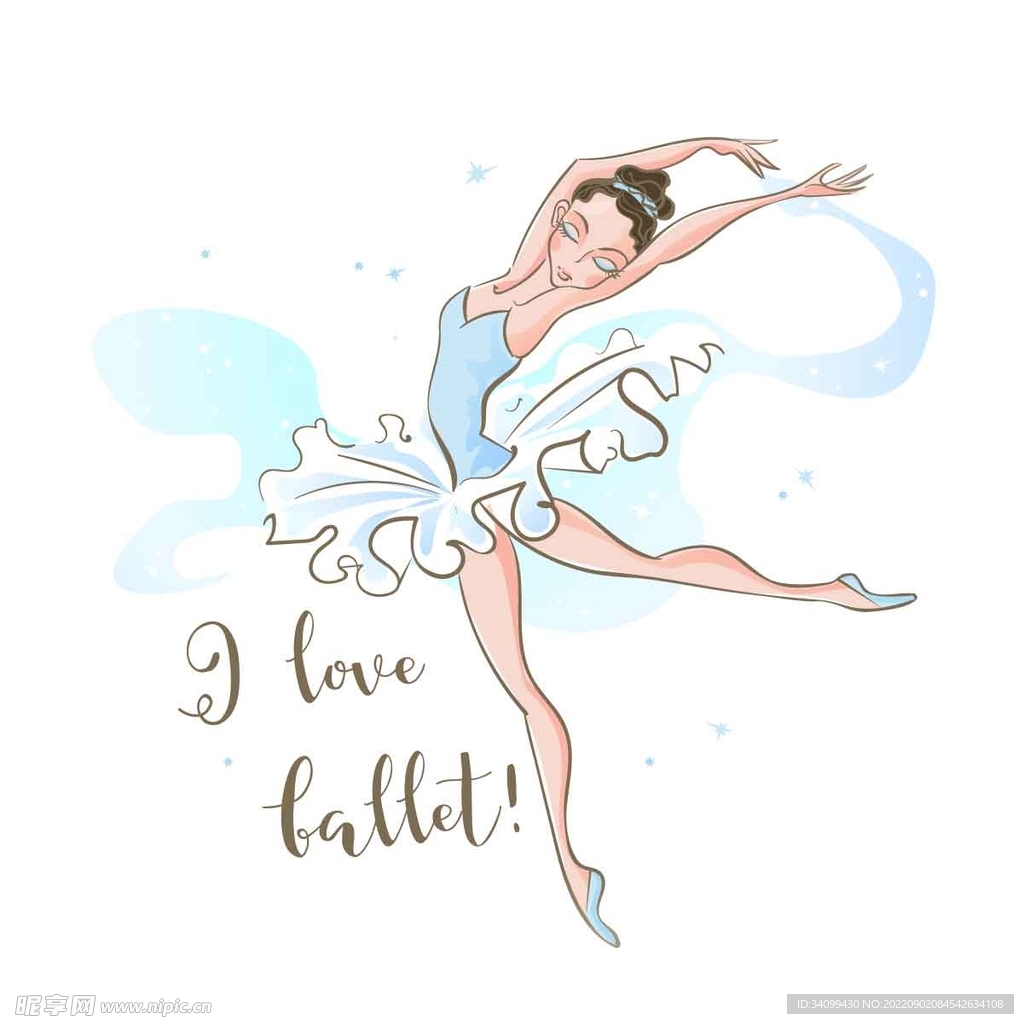 ai矢量手绘芭蕾舞者