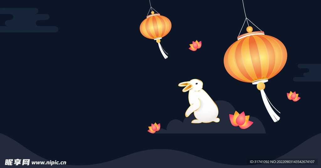 中秋简约兔子背景