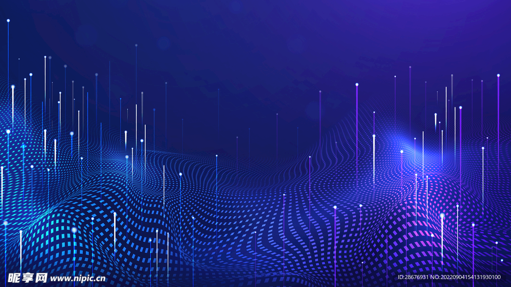 深蓝色波点线条科技背景