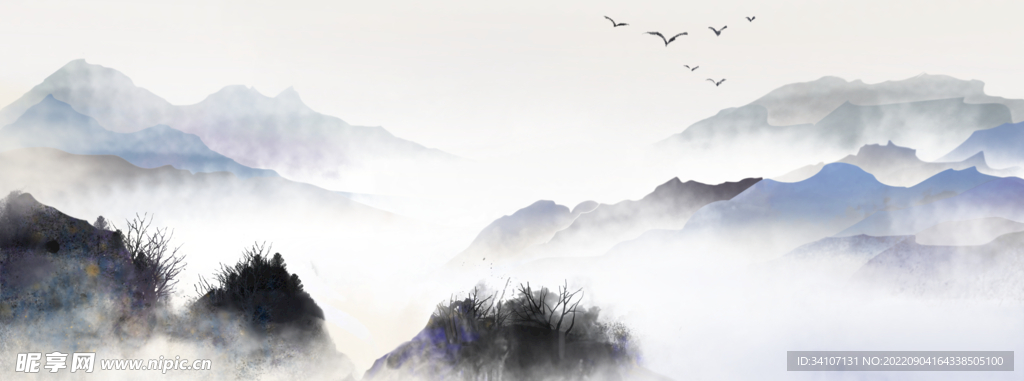 新中式水墨山水画