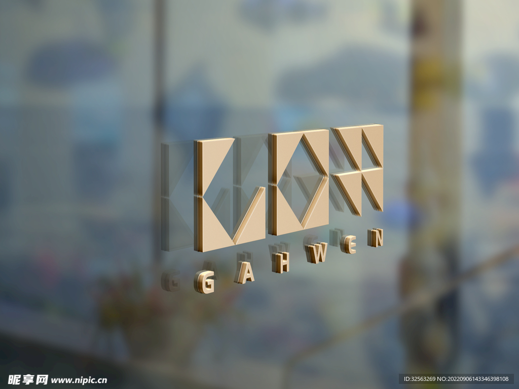 玻璃立体字效果logo样机