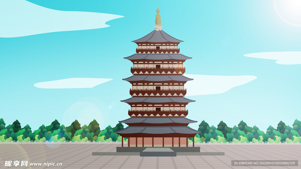 中国风建筑插画