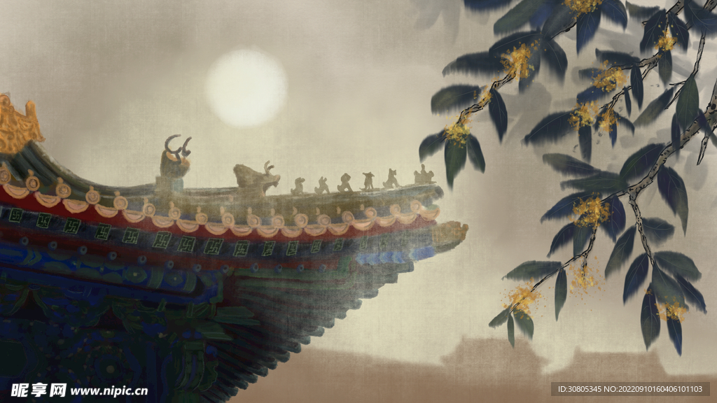 中国风建筑插画