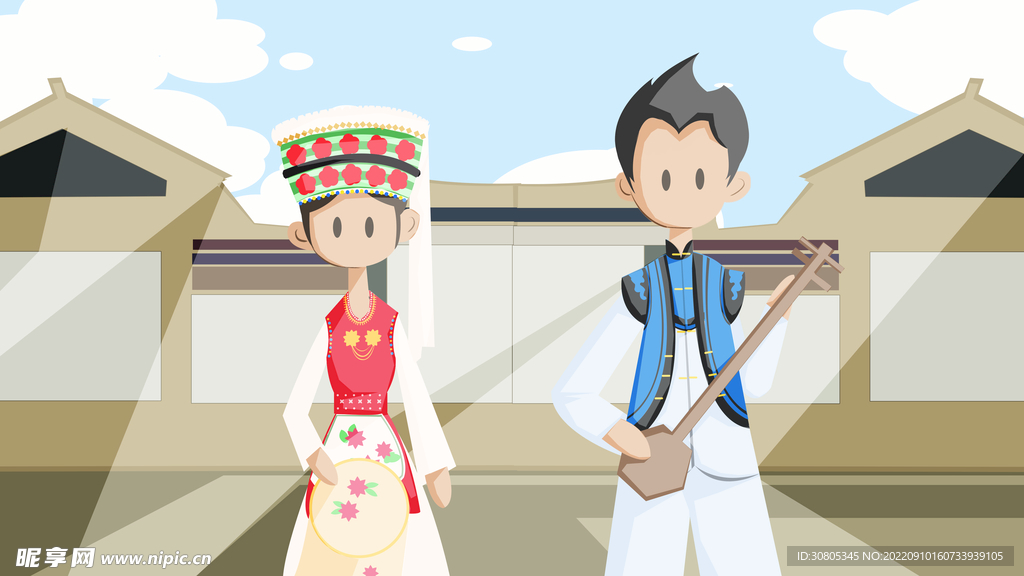 中国风建筑插画