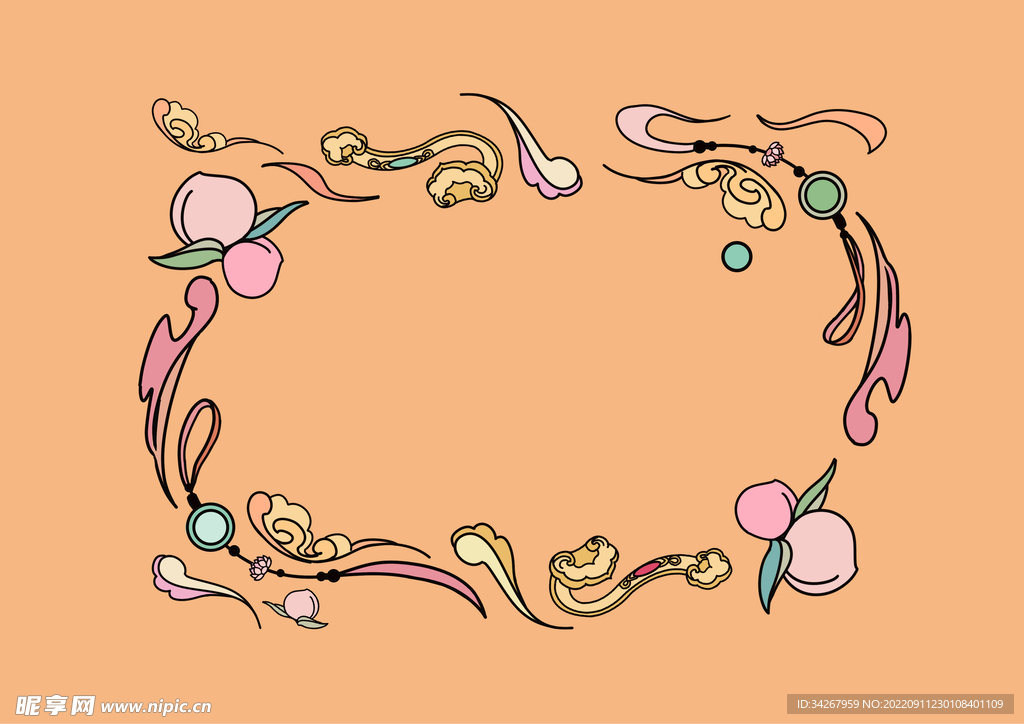 国风祥云如意边框素材