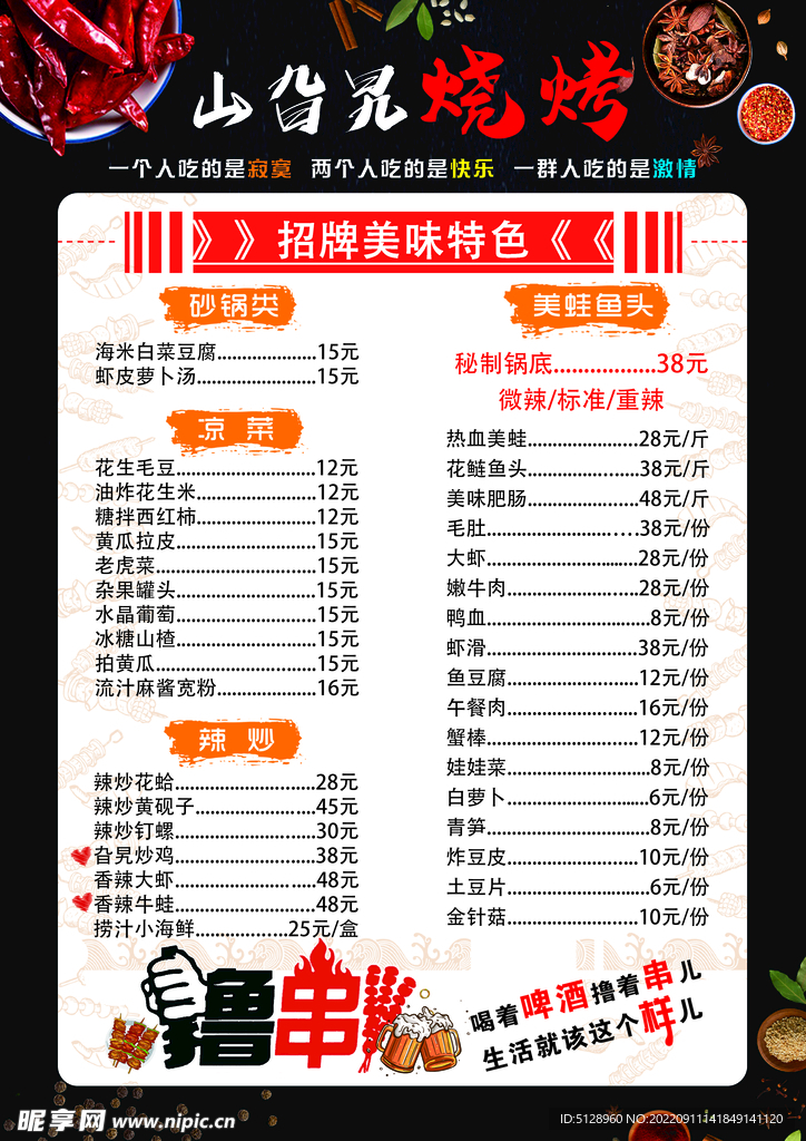 烧烤菜单