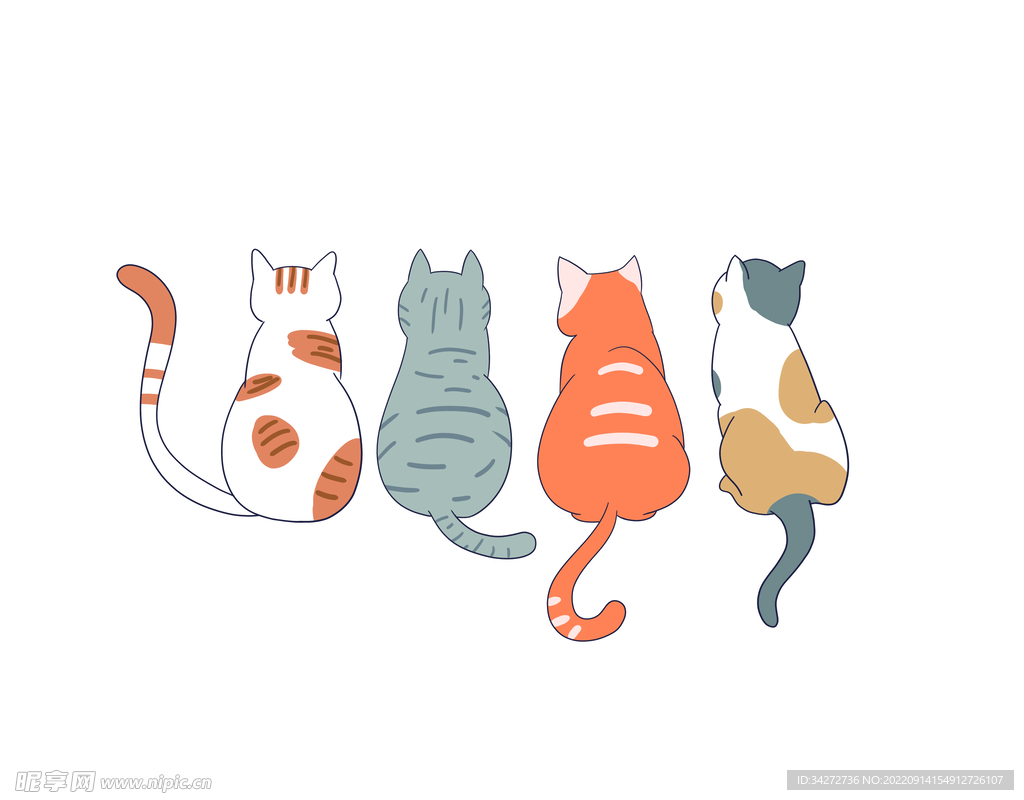 手绘猫咪背影