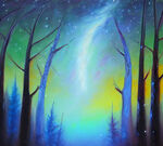 唯美夜空下的丛林