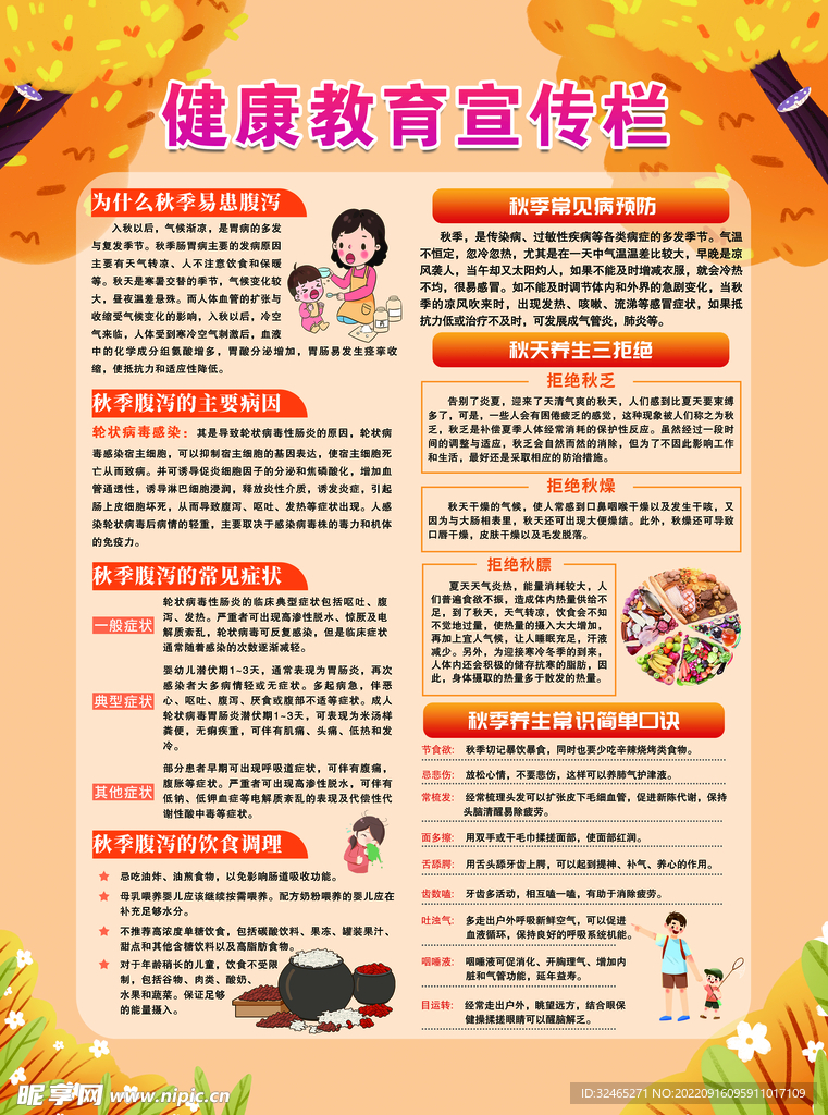 秋季健康知识宣传栏