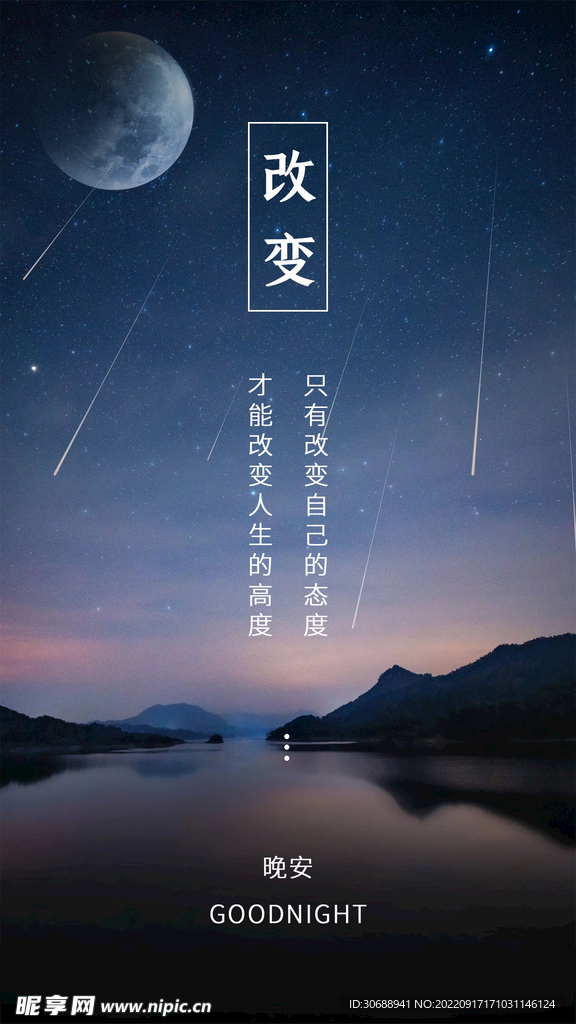 晚安正能量励志海报手机朋友圈