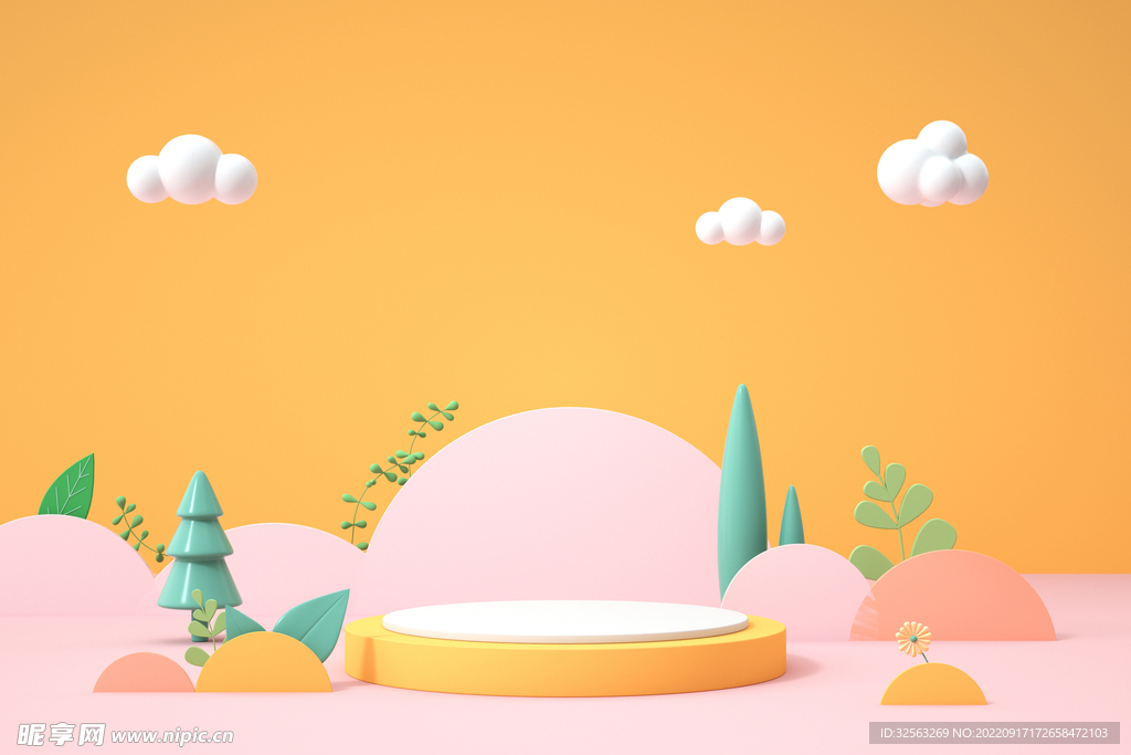 清新春季植物展台